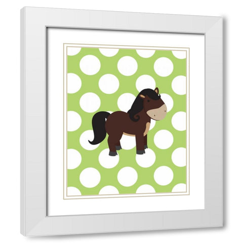Horse Polka Dots White Modern Wood Framed Art Print with Double Matting by Robinson, Tamara