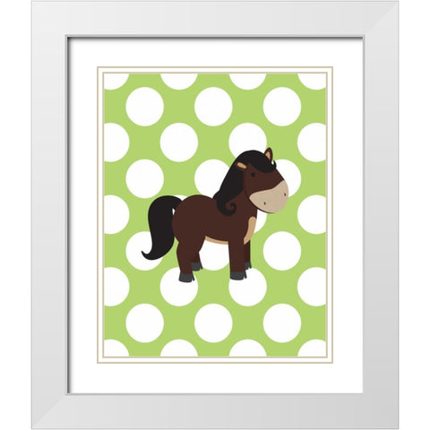 Horse Polka Dots White Modern Wood Framed Art Print with Double Matting by Robinson, Tamara