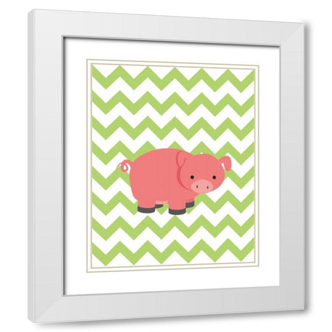 Chevron Pig White Modern Wood Framed Art Print with Double Matting by Robinson, Tamara