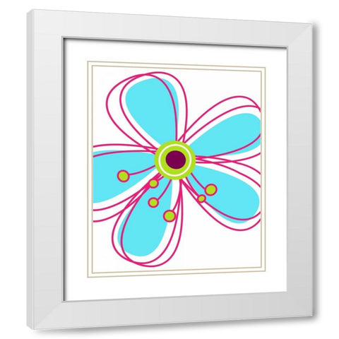 Zoom Flower I White Modern Wood Framed Art Print with Double Matting by Robinson, Tamara