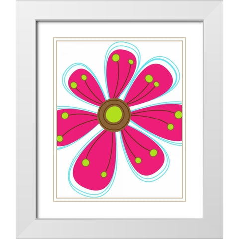 Zoom Flower III White Modern Wood Framed Art Print with Double Matting by Robinson, Tamara