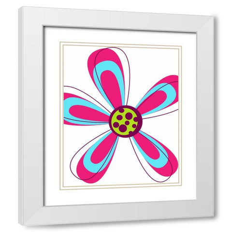 Zoom Flower IV White Modern Wood Framed Art Print with Double Matting by Robinson, Tamara