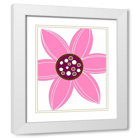 Zoom Flower V White Modern Wood Framed Art Print with Double Matting by Robinson, Tamara