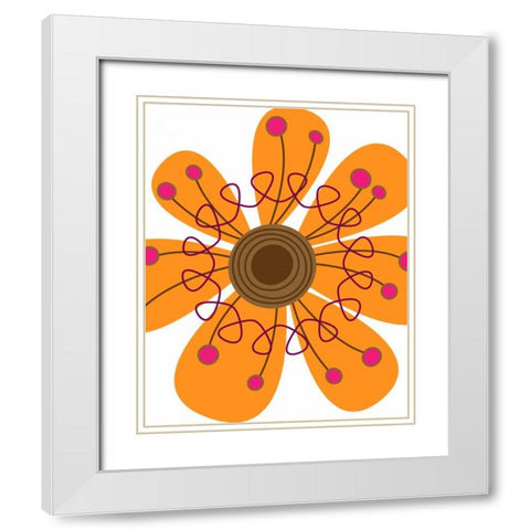 Zoom Flower VI White Modern Wood Framed Art Print with Double Matting by Robinson, Tamara