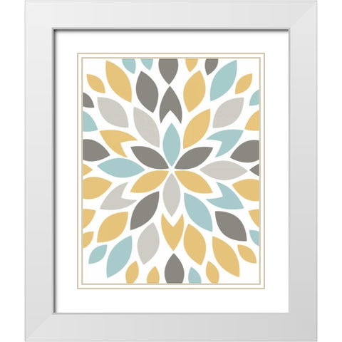 Flower Petal Burst II White Modern Wood Framed Art Print with Double Matting by Robinson, Tamara