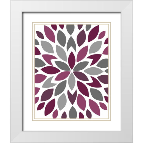 Flower Petal Burst III White Modern Wood Framed Art Print with Double Matting by Robinson, Tamara
