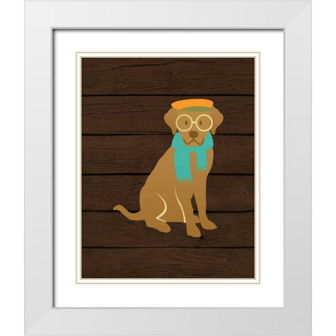 Hipster Dog White Modern Wood Framed Art Print with Double Matting by Robinson, Tamara