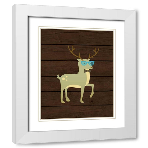 Hipster Deer White Modern Wood Framed Art Print with Double Matting by Robinson, Tamara