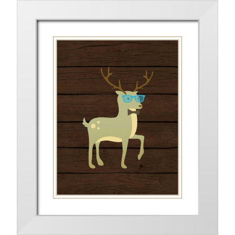 Hipster Deer White Modern Wood Framed Art Print with Double Matting by Robinson, Tamara