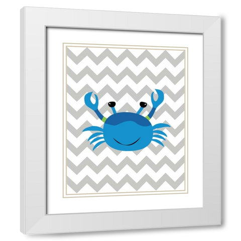 Chevron Crab White Modern Wood Framed Art Print with Double Matting by Robinson, Tamara