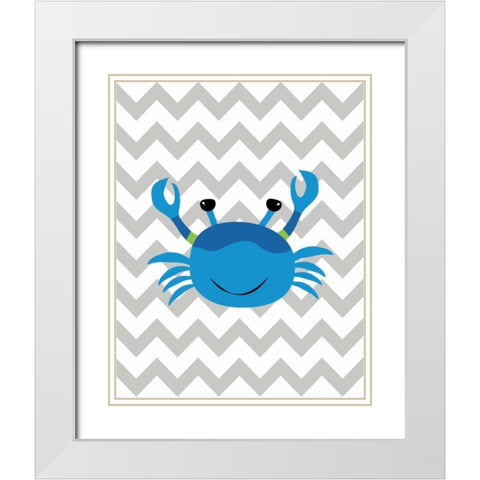 Chevron Crab White Modern Wood Framed Art Print with Double Matting by Robinson, Tamara