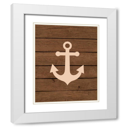 Nautical Wood Anchor White Modern Wood Framed Art Print with Double Matting by Robinson, Tamara