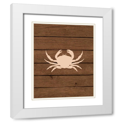 Nautical Wood Crab White Modern Wood Framed Art Print with Double Matting by Robinson, Tamara
