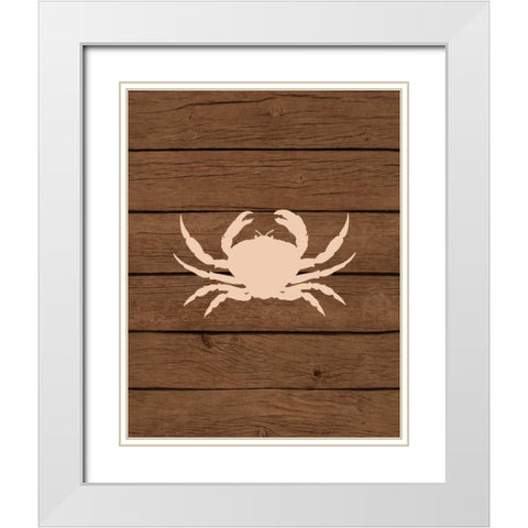 Nautical Wood Crab White Modern Wood Framed Art Print with Double Matting by Robinson, Tamara