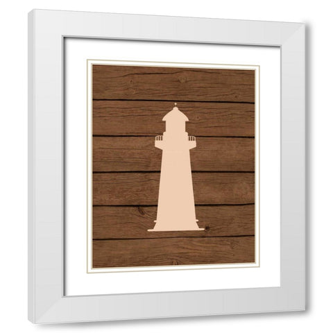 Nautical Wood Lighthouse White Modern Wood Framed Art Print with Double Matting by Robinson, Tamara
