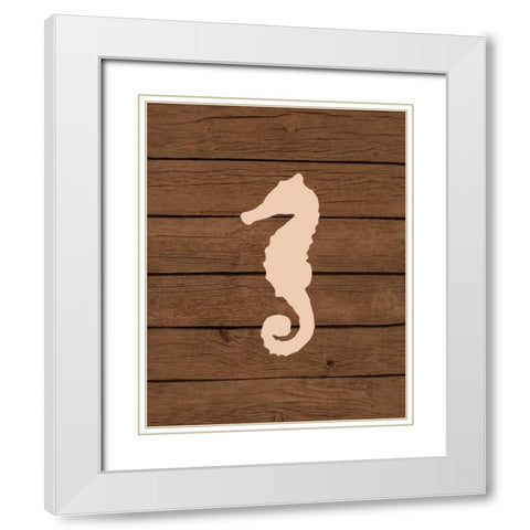 Nautical Wood Seahorse White Modern Wood Framed Art Print with Double Matting by Robinson, Tamara