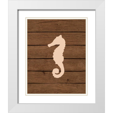 Nautical Wood Seahorse White Modern Wood Framed Art Print with Double Matting by Robinson, Tamara
