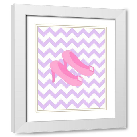 Chevron Princess Shoes White Modern Wood Framed Art Print with Double Matting by Robinson, Tamara