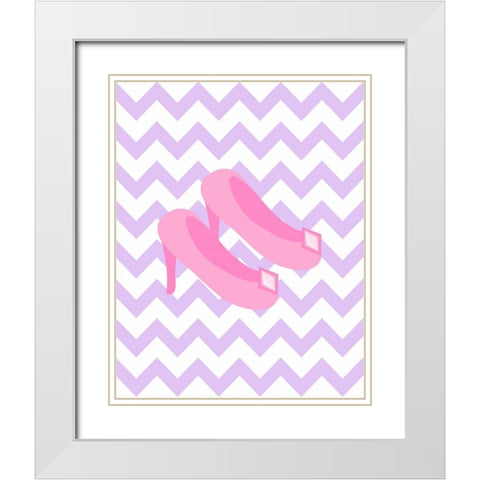 Chevron Princess Shoes White Modern Wood Framed Art Print with Double Matting by Robinson, Tamara