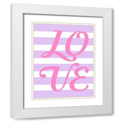 Princess Love Stripe White Modern Wood Framed Art Print with Double Matting by Robinson, Tamara