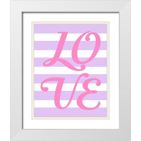 Princess Love Stripe White Modern Wood Framed Art Print with Double Matting by Robinson, Tamara