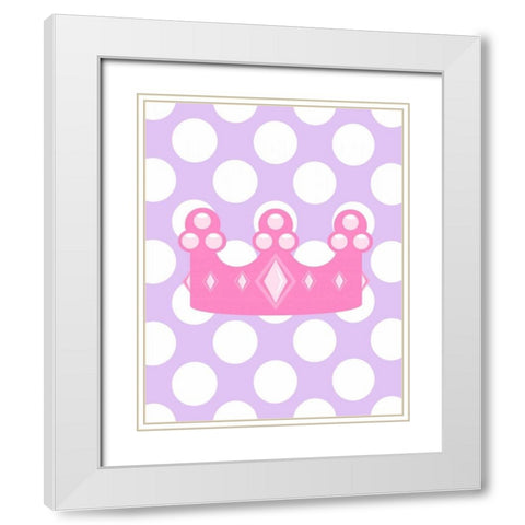 Princess Crown Polka Dots White Modern Wood Framed Art Print with Double Matting by Robinson, Tamara