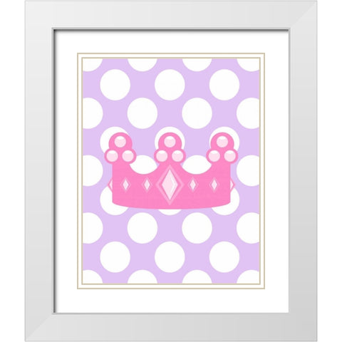 Princess Crown Polka Dots White Modern Wood Framed Art Print with Double Matting by Robinson, Tamara