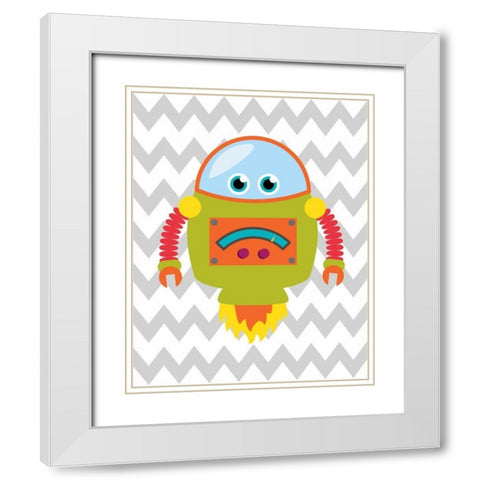 Robot Chevron I White Modern Wood Framed Art Print with Double Matting by Robinson, Tamara