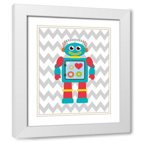 Robot Chevron III White Modern Wood Framed Art Print with Double Matting by Robinson, Tamara