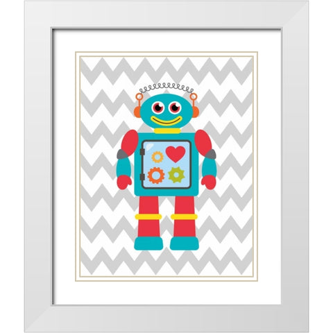 Robot Chevron III White Modern Wood Framed Art Print with Double Matting by Robinson, Tamara