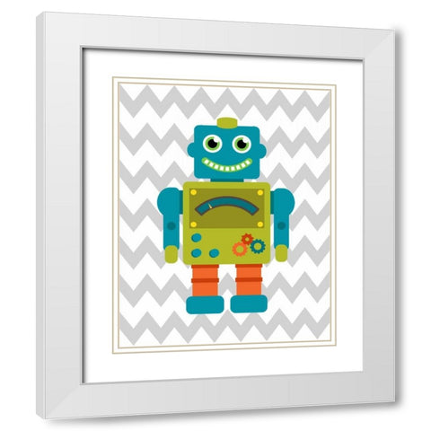 Robot Chevron IV White Modern Wood Framed Art Print with Double Matting by Robinson, Tamara