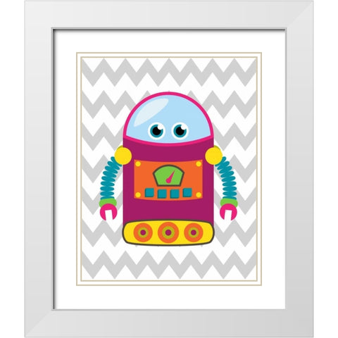 Robot Chevron VI White Modern Wood Framed Art Print with Double Matting by Robinson, Tamara