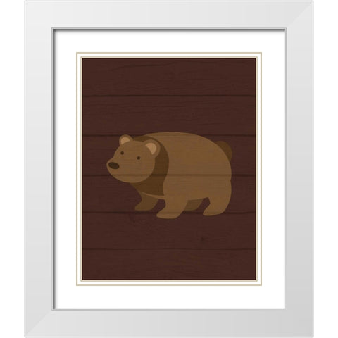 Woodland Bear White Modern Wood Framed Art Print with Double Matting by Robinson, Tamara