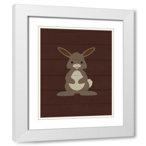 Woodland Bunny White Modern Wood Framed Art Print with Double Matting by Robinson, Tamara