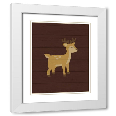 Woodland Deer White Modern Wood Framed Art Print with Double Matting by Robinson, Tamara