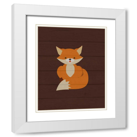 Woodland Fox White Modern Wood Framed Art Print with Double Matting by Robinson, Tamara