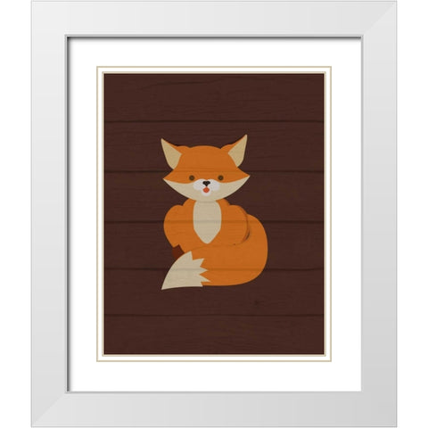 Woodland Fox White Modern Wood Framed Art Print with Double Matting by Robinson, Tamara