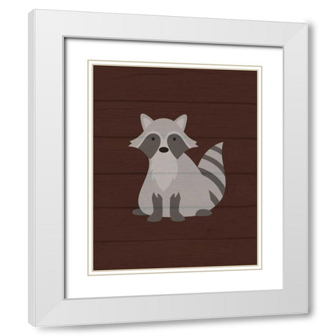Woodland Raccoon White Modern Wood Framed Art Print with Double Matting by Robinson, Tamara
