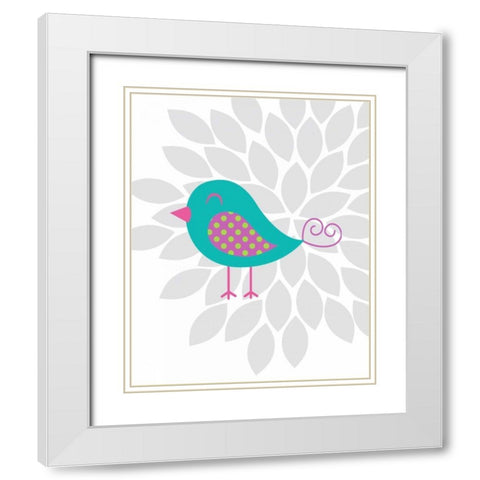 Bird Flower II White Modern Wood Framed Art Print with Double Matting by Robinson, Tamara