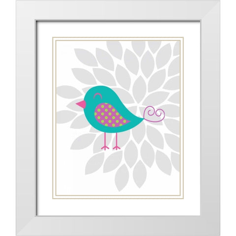 Bird Flower II White Modern Wood Framed Art Print with Double Matting by Robinson, Tamara