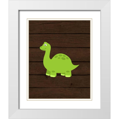 Dinosaur Wood I White Modern Wood Framed Art Print with Double Matting by Robinson, Tamara