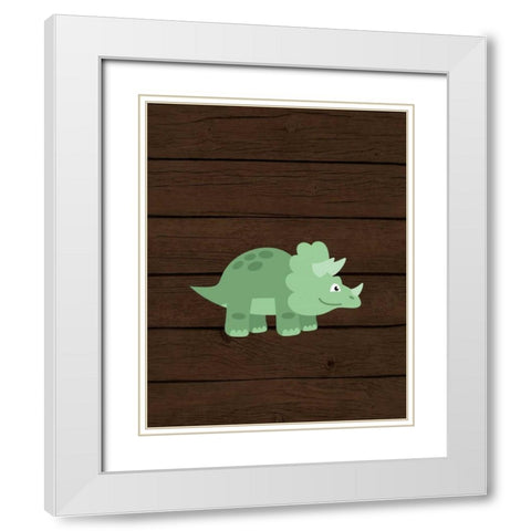 Dinosaur Wood II White Modern Wood Framed Art Print with Double Matting by Robinson, Tamara
