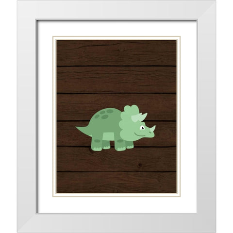 Dinosaur Wood II White Modern Wood Framed Art Print with Double Matting by Robinson, Tamara