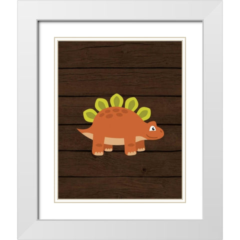 Dinosaur Wood III White Modern Wood Framed Art Print with Double Matting by Robinson, Tamara