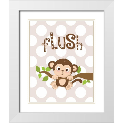Monkey Flush White Modern Wood Framed Art Print with Double Matting by Robinson, Tamara