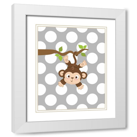 Monkey I White Modern Wood Framed Art Print with Double Matting by Robinson, Tamara