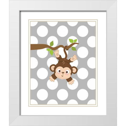 Monkey I White Modern Wood Framed Art Print with Double Matting by Robinson, Tamara