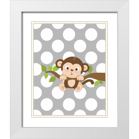 Monkey III White Modern Wood Framed Art Print with Double Matting by Robinson, Tamara