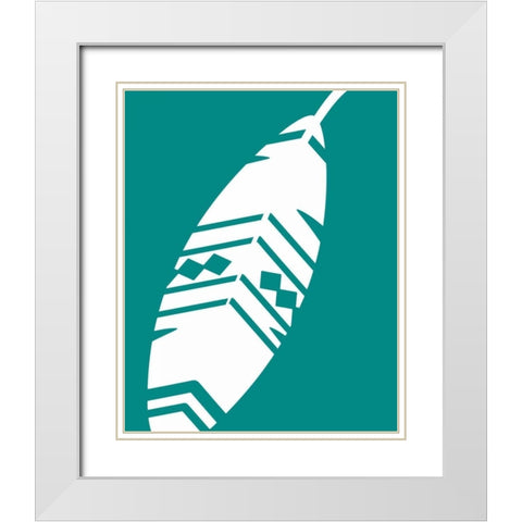 Feather III White Modern Wood Framed Art Print with Double Matting by Robinson, Tamara