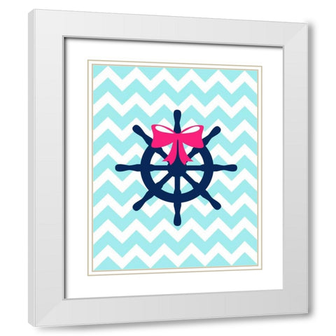 Wheel Bow Chevron White Modern Wood Framed Art Print with Double Matting by Robinson, Tamara